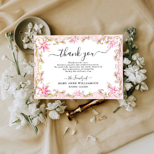 Rosy Elegant Funeral Thank You Card