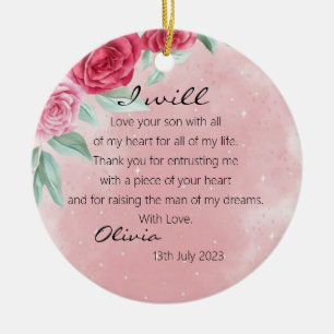 Rosy Floral Mother of The Groom Bride Wedding Ceramic Tree Decoration