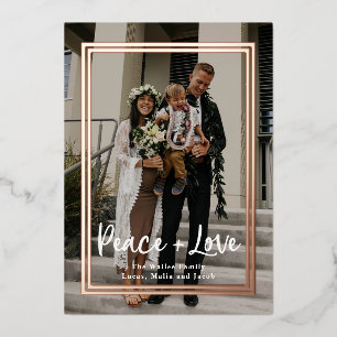 Rosy Frame Christmas Foil Holiday Card