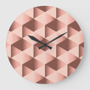 Rosy geometry: pale abstract motif. large clock