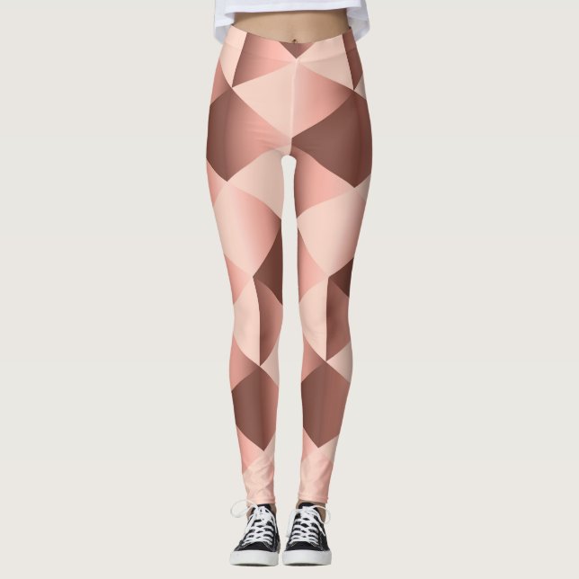 Rosy geometry: pale abstract motif. leggings (Front)
