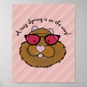 Rosy Glasses Optimistic Groundhog Poster
