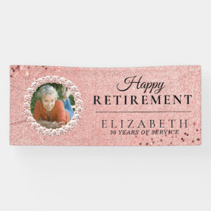 Rosy Gold Glitter Elegant Retirement Party Banner