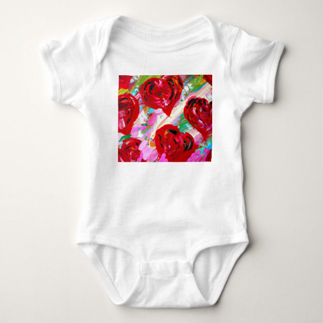 Rosy Hearts Baby Bodysuit (Front)