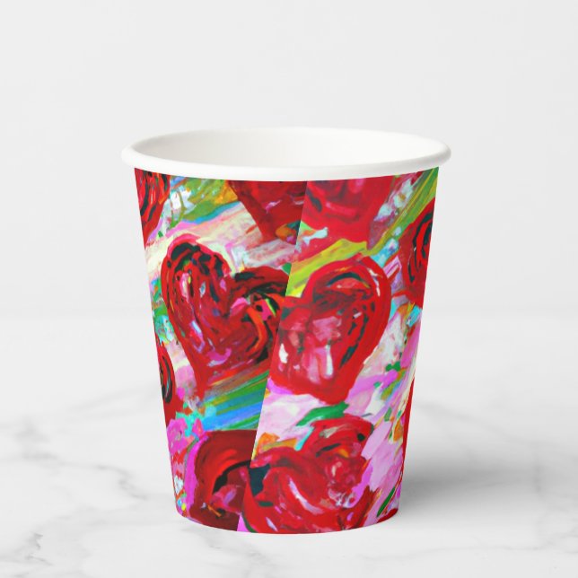 Rosy Hearts Paper Cups (Front)