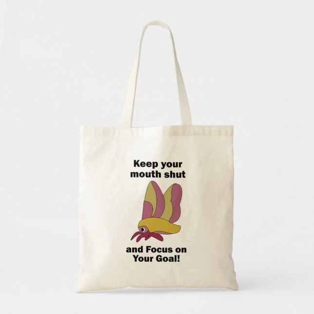Rosy Maple Moth Keeping Mouth Shut Focus On Goals Tote Bag (Front)
