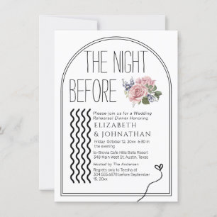 Rosy Minimal Script The Night Before Invitation