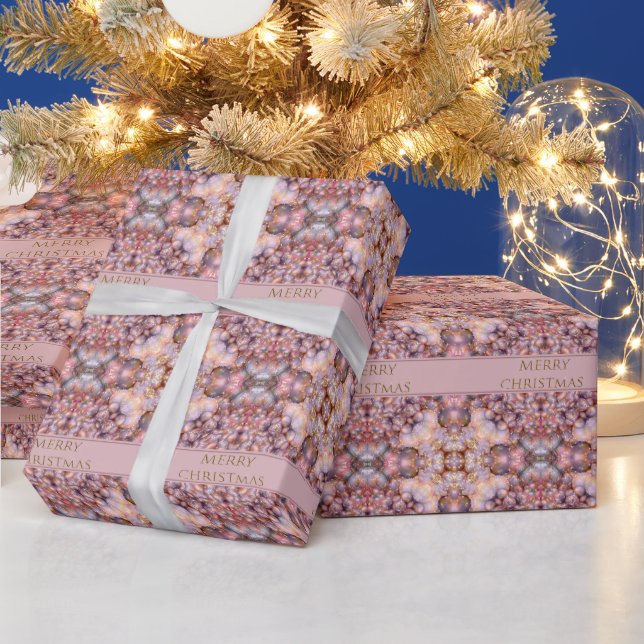 Rosy Pink Christmas Ornaments Wrapping Paper (Holidays)