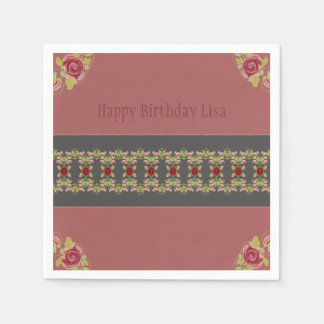Rosy Pink Floral Napkin