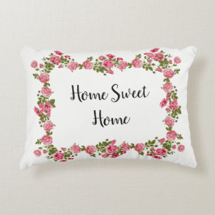 Rosy Pink Frame Home Sweet Vintage Style Pillow