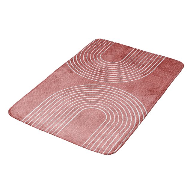 Rosy Pink Minimalist Bath Mat (Angled)