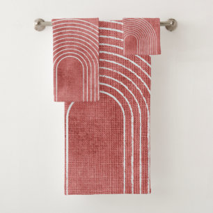 Rosy Pink Minimalist Bath Towel Set