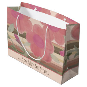 Rosy PInk Purple Watercolor Floral Large Gift Bag
