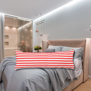 Rosy Red and White Simple Horizontal Striped Body Cushion