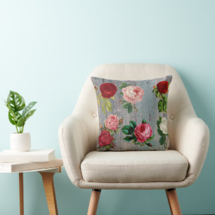 Rosy rustic throw pillow