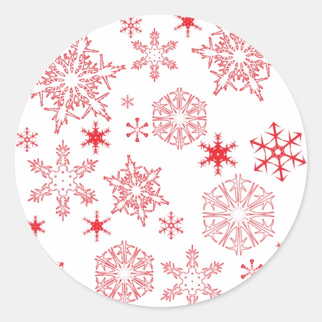 Rosy Snowflakes Classic Round Sticker (Front)