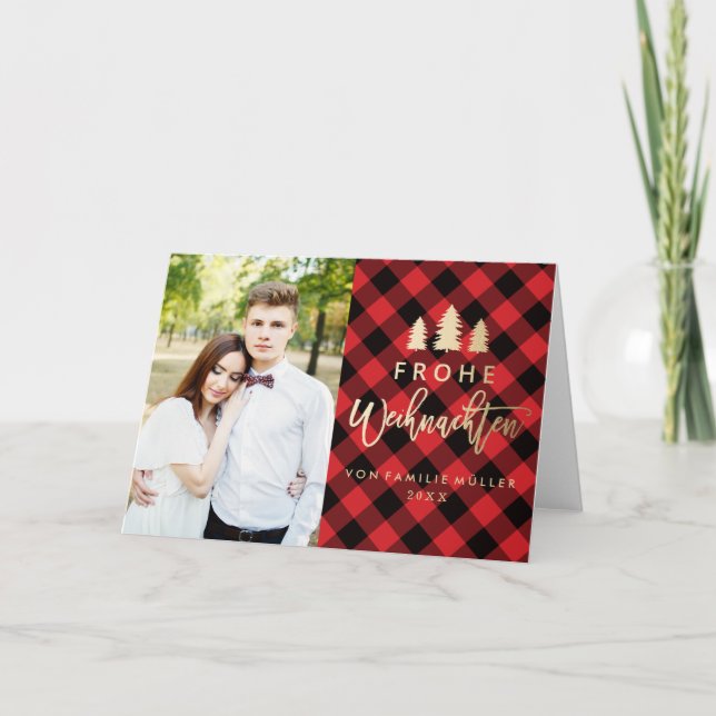 Rot Kariert | Weihnachtskarte Holiday Card (Front)