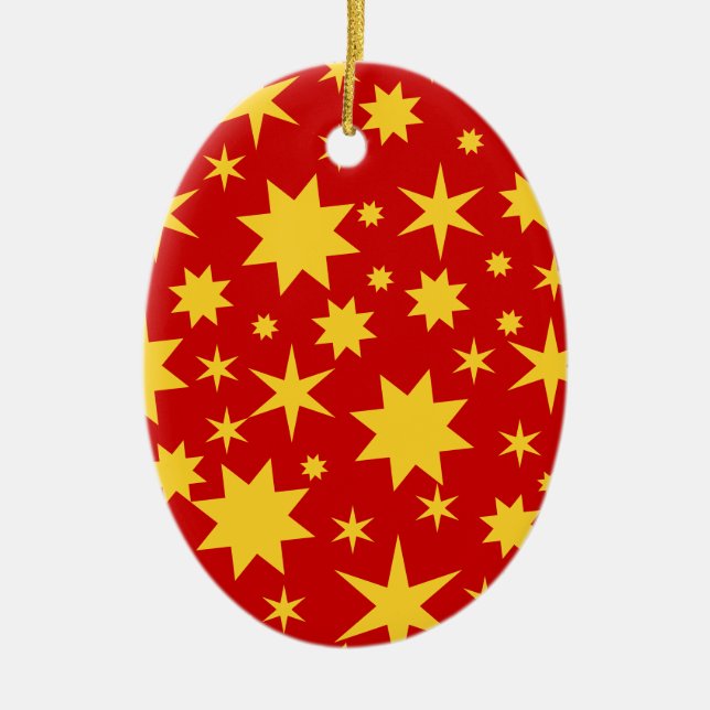 Rot und Gold Ceramic Tree Decoration (Front)