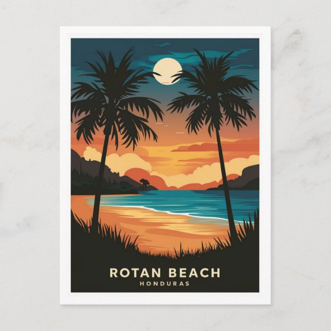 Rotan Beach Honduras  Retro Travel Postcard (Front)