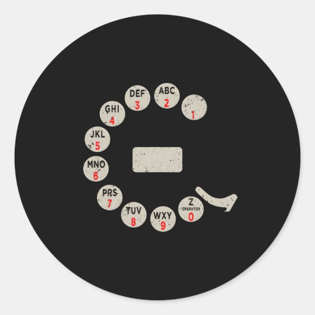 Rotary Dial Old Phones Numbers Classic Round Sticker (Front)