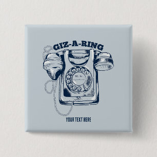 Rotary dial telephone Blue 15 Cm Square Badge