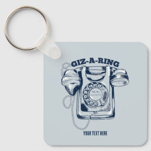 Rotary dial telephone Blue Key Ring