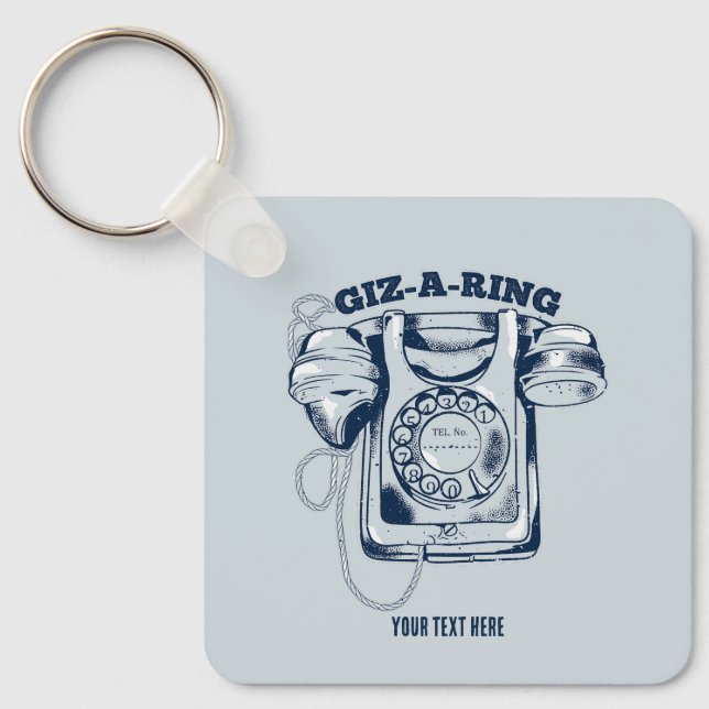 Rotary dial telephone Blue Key Ring (Front)