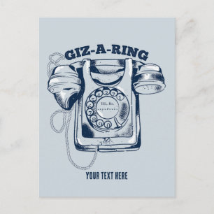 Rotary dial telephone Blue Postcard