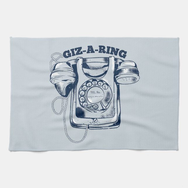 Rotary dial telephone Blue Tea Towel (Horizontal)