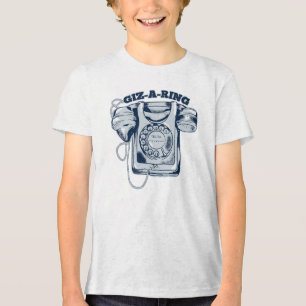 Rotary dial telephone Blue Tri-Blend Shirt