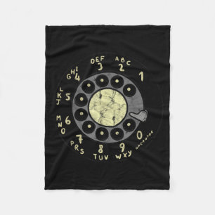 Rotary Dial Vintage Old Phones Numbers Fleece Blanket