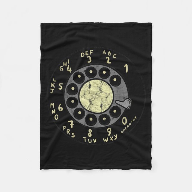 Rotary Dial Vintage Old Phones Numbers  Fleece Blanket (Front)