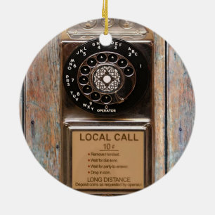 rotary telephone antique rugged pay phone ceramic tree decoration