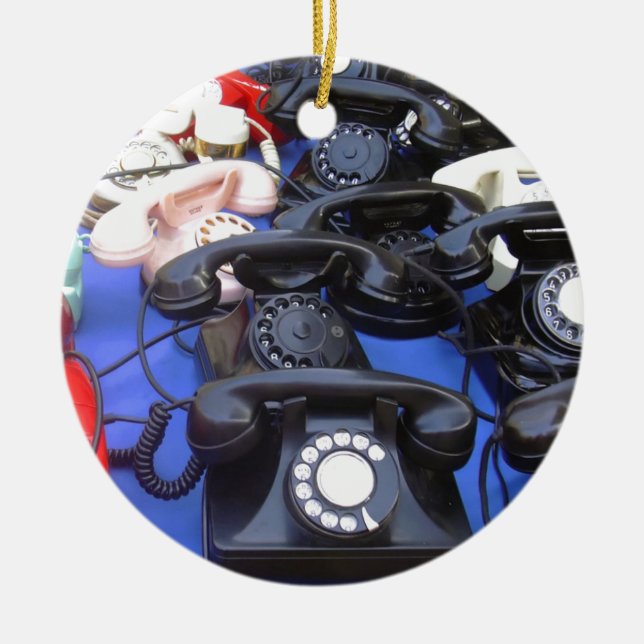 Rotary Telephone Ceramic Tree Decoration (Front)