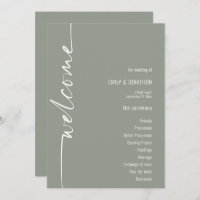 Rotated Calligraphy Sage Green Wedding Program