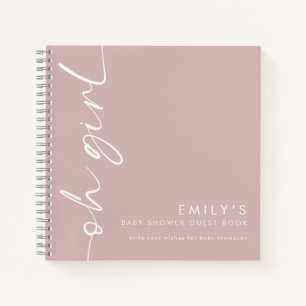 Rotated Script Sage Oh Girl Shower Guest Book