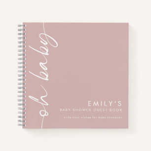 Rotated Text  Dusty Rose Oh Baby Shower Guest Book