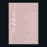 Rotated Text Dusty Rose Wedding Menu Card<br><div class="desc">Rotated Text Dusty Rose Wedding Menu Card Stylish set script is rotated to the left hand side, with all the details stylishly to the right with lots of white space for a contemporary feel. Easily personalise with your details. And change the colour of text and background if you wish via...</div>