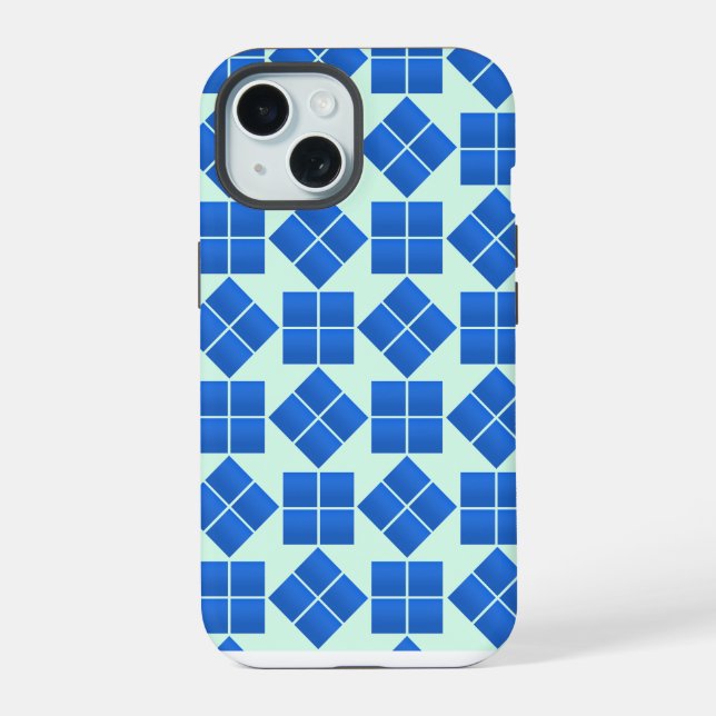 Rotating Blue Squares iPhone 15 Case (Back)