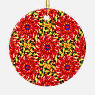 ~ Rotating Christmas Stars Fractal ~ Ceramic Tree Decoration
