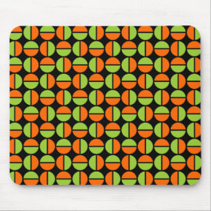 Rotating Circles - Green and Orange on Black Mouse Mat