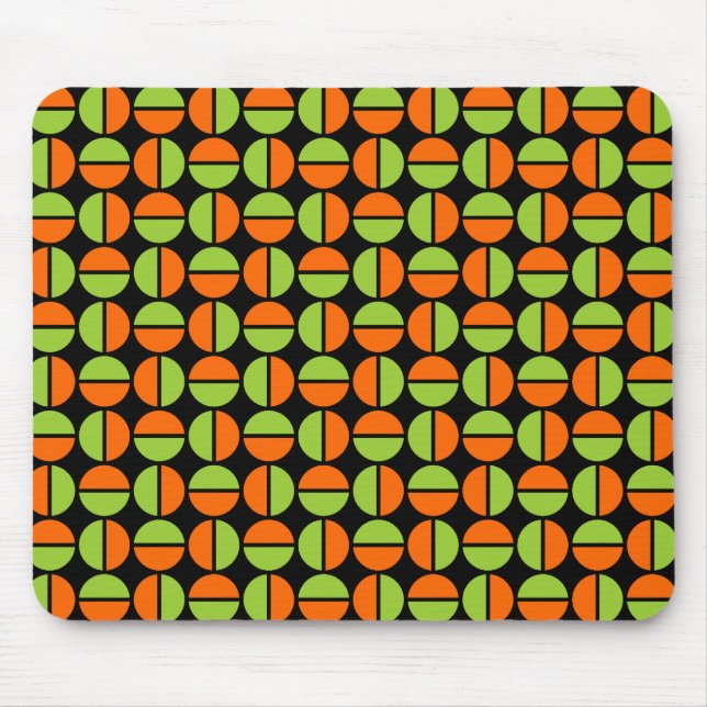 Rotating Circles - Green and Orange on Black Mouse Mat (Front)