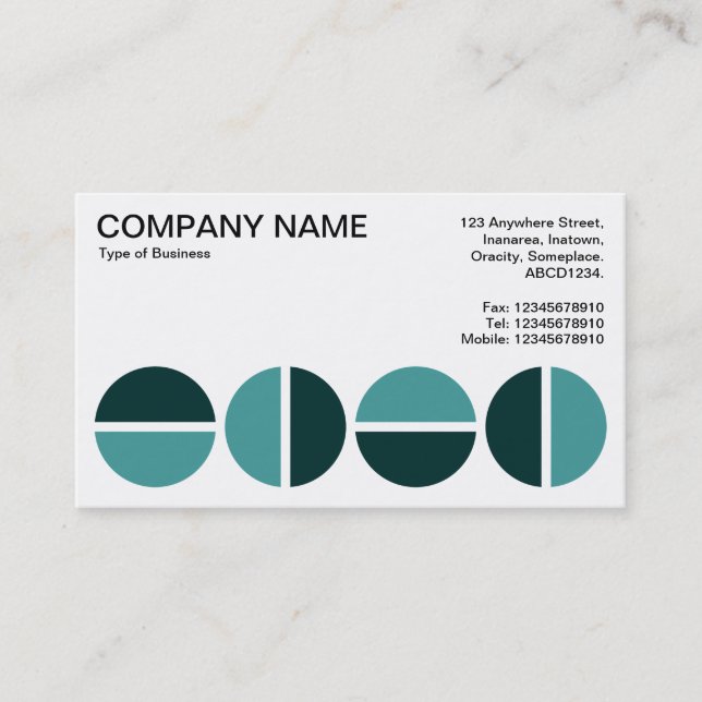 Rotating Circles - Ocean green and Dk Green Business Card (Front)