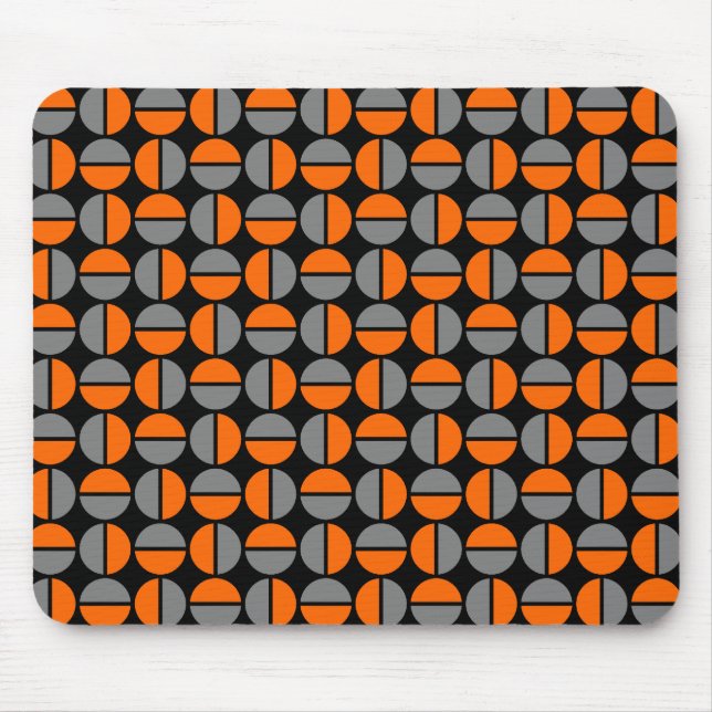 Rotating Circles - Orange and Grey on Black Mouse Mat (Front)
