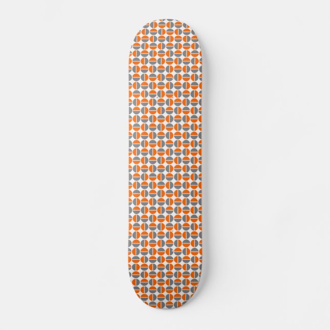 Rotating Circles - Orange and Grey Skateboard (Front)