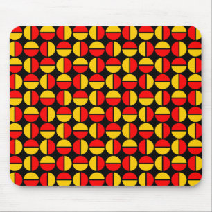Rotating Circles - Red and Amber on Black Mouse Mat