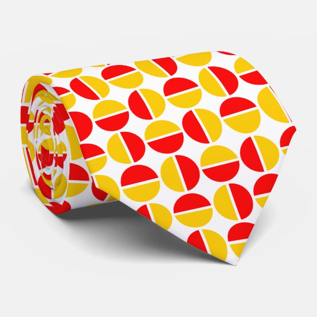 Rotating Circles - Red and Amber Tie (Rolled)