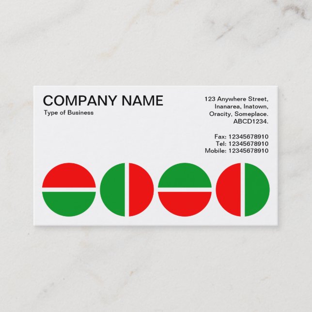 Rotating Circles - Red and Green Business Card (Front)