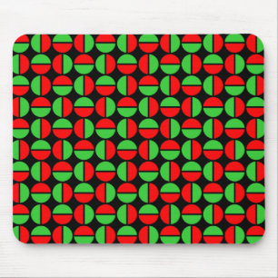 Rotating Circles - Red and Green on Black Mouse Mat