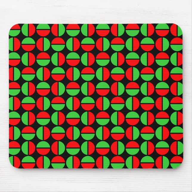 Rotating Circles - Red and Green on Black Mouse Mat (Front)
